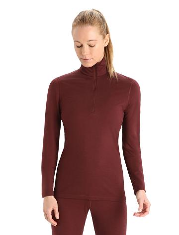 Women's Icebreaker Merino 200 Oasis Long Sleeve Half Zip Thermal Top Base Layers Espresso | CA 1045AHKP